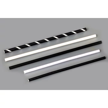 Szívószál papír fehér-fekete csíkos (230 mm/8 mm) (150 db/csomag)