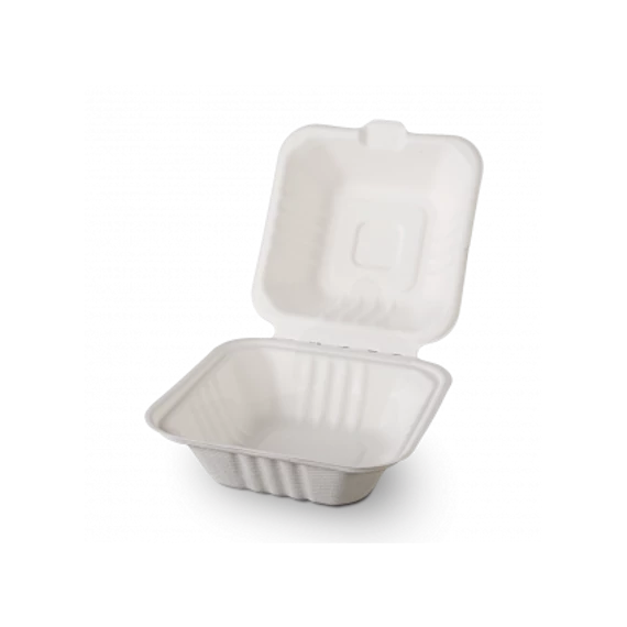 Cukornád hamburger box fehér (152 x 152 x 77 mm) (125 db/csomag)
