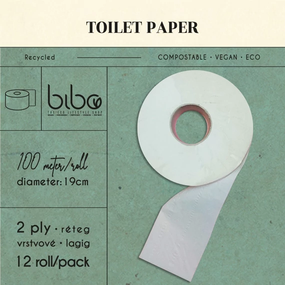 Toalettpapír Ø 19 cm, 2r, újrahasznosított, fehérített (12 tek/zsugor)